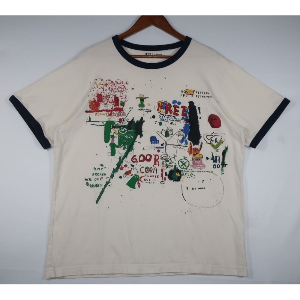 Uniqlo Jean Michel Basquiat T Tee S UT Graphic Ringer Cotton Art Shirt Men's XL